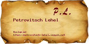 Petrovitsch Lehel névjegykártya